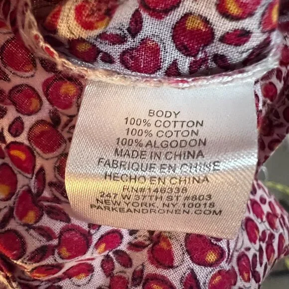 Parke & Ronen Red Apples S/S Buttoned Down Shirt - Sz. L - Picture 4 of 6